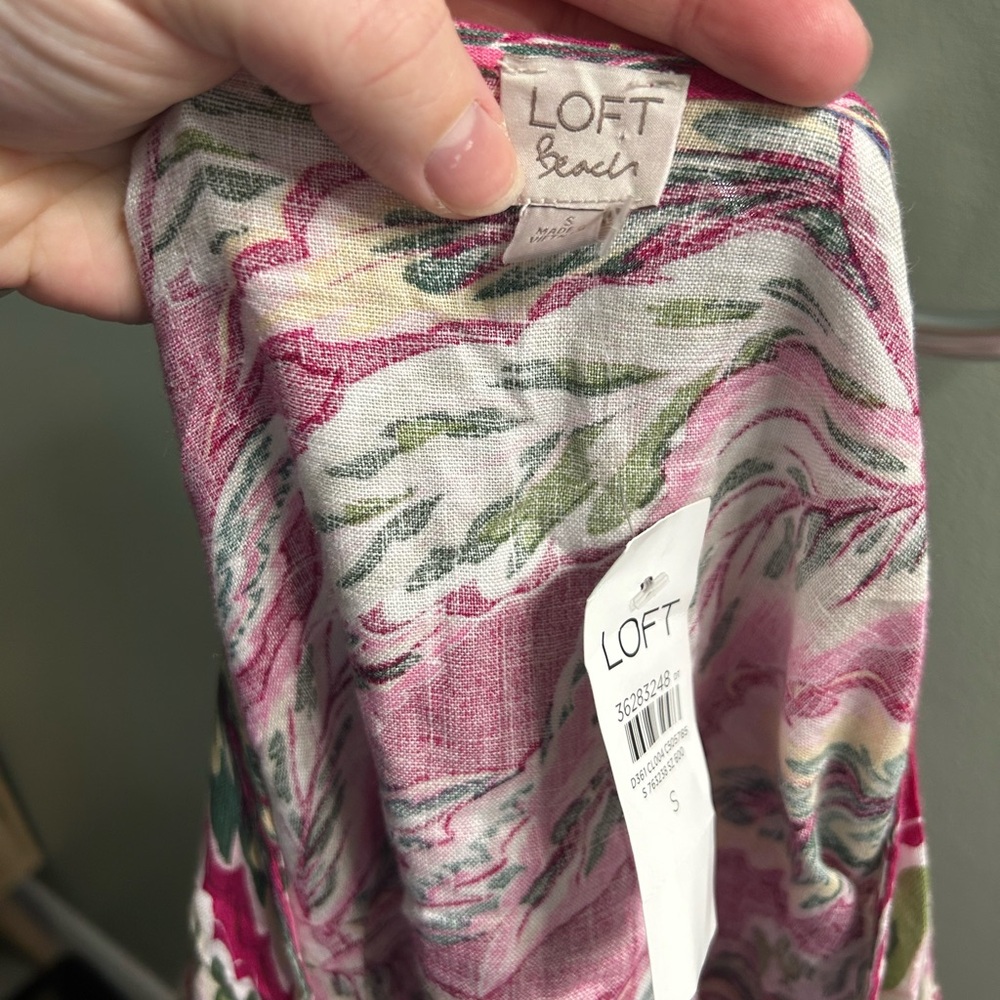NWT LOFT beach linen romper tropical - Picture 2 of 9
